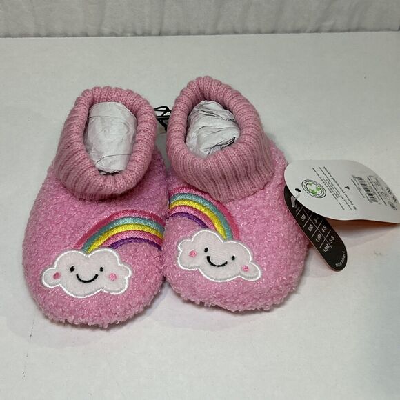 Wonder Nation Baby Girls Rainbow Bootie Slippers Size 4 Pink - Picture 1 of 4